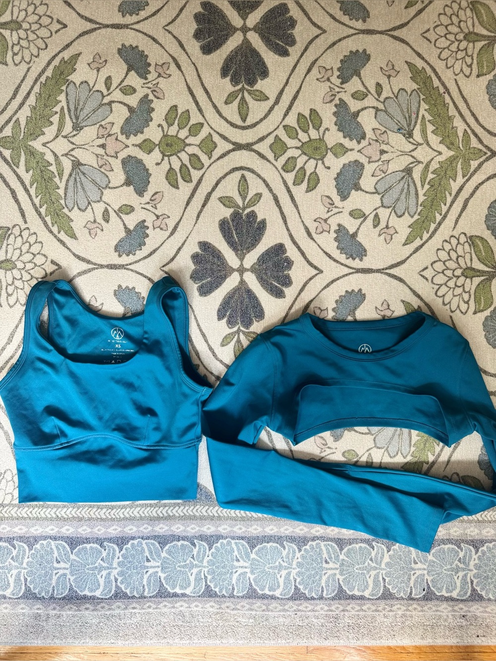 Move Theology  Teal Blue Crop Tank and Long-Sleeve Set
